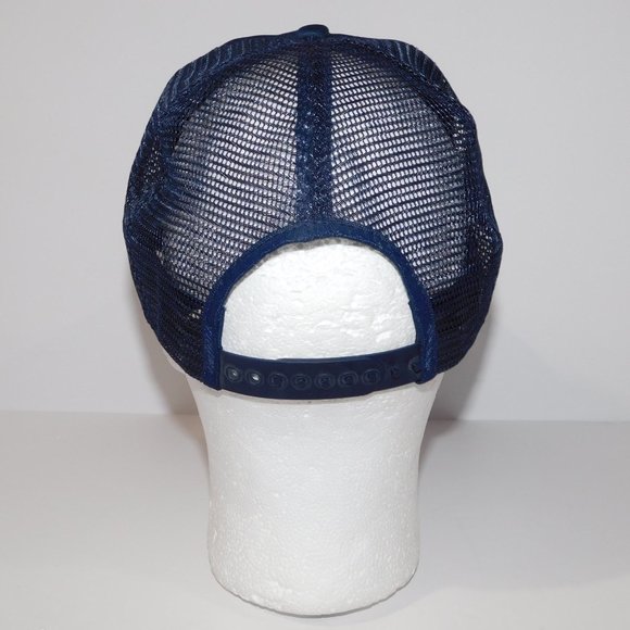 Vintage 80s Disney EPCOT Blue Gold Embroidered Snap back Trucker Hat Cap - Picture 6 of 7